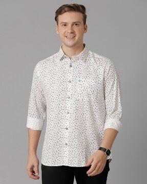 polka-dot slim fit shirt