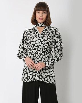 polka dot slim fit top