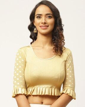 polka-dot slip-on stretchable saree blouse