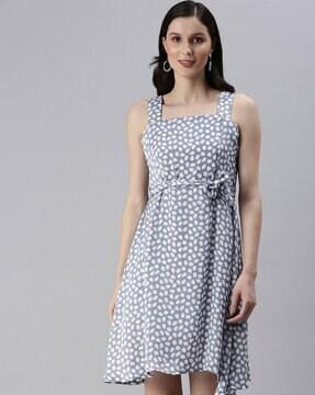 polka-dot square-neck dress