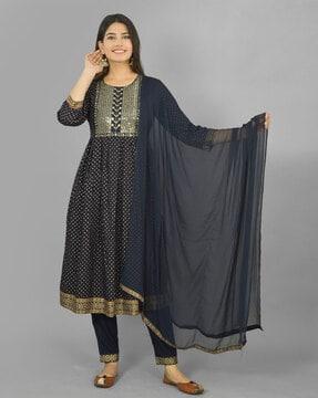 polka-dot straight kurta set