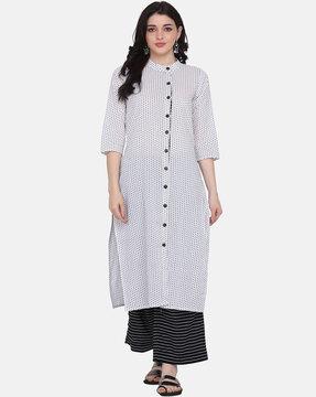 polka-dot straight kurta set