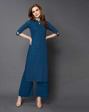 polka-dot straight kurta