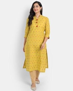 polka-dot straight kurta