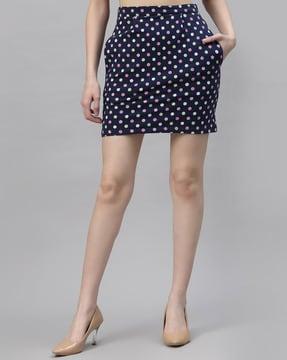 polka-dot straight mini  skirt