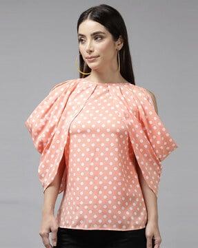 polka-dot top with round neck