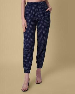 polka-dot trousers with elastic waist