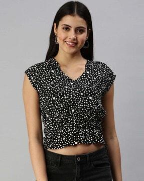 polka-dot v-neck top