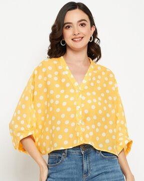 polka-dot v-neck top