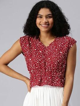 polka-dot v-neck top