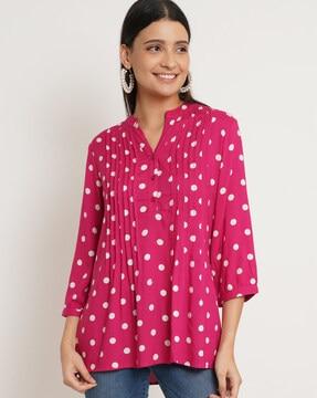 polka-dot v-neck tunic