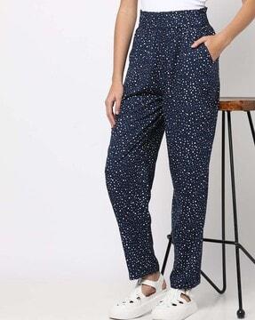 polka-dots print pants with elasticated waist