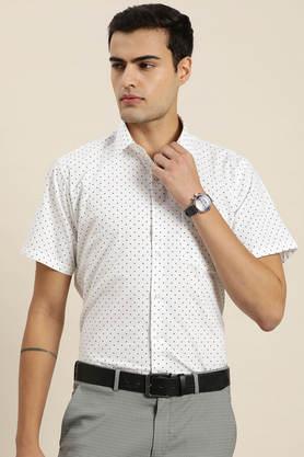 polka dots cotton slim fit men's formal shirt - multi