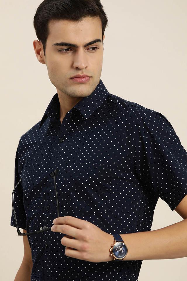 polka dots cotton slim fit mens formal shirt