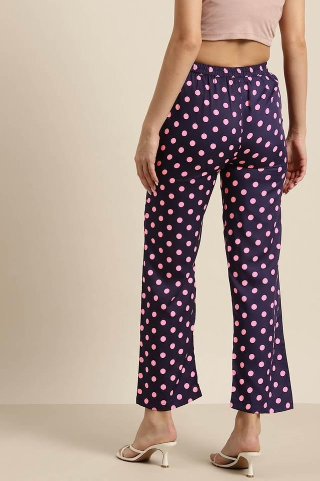 polka dots crepe regular fit womens trousers