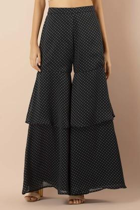 polka dots georgette regular fit women's sharara pants - black