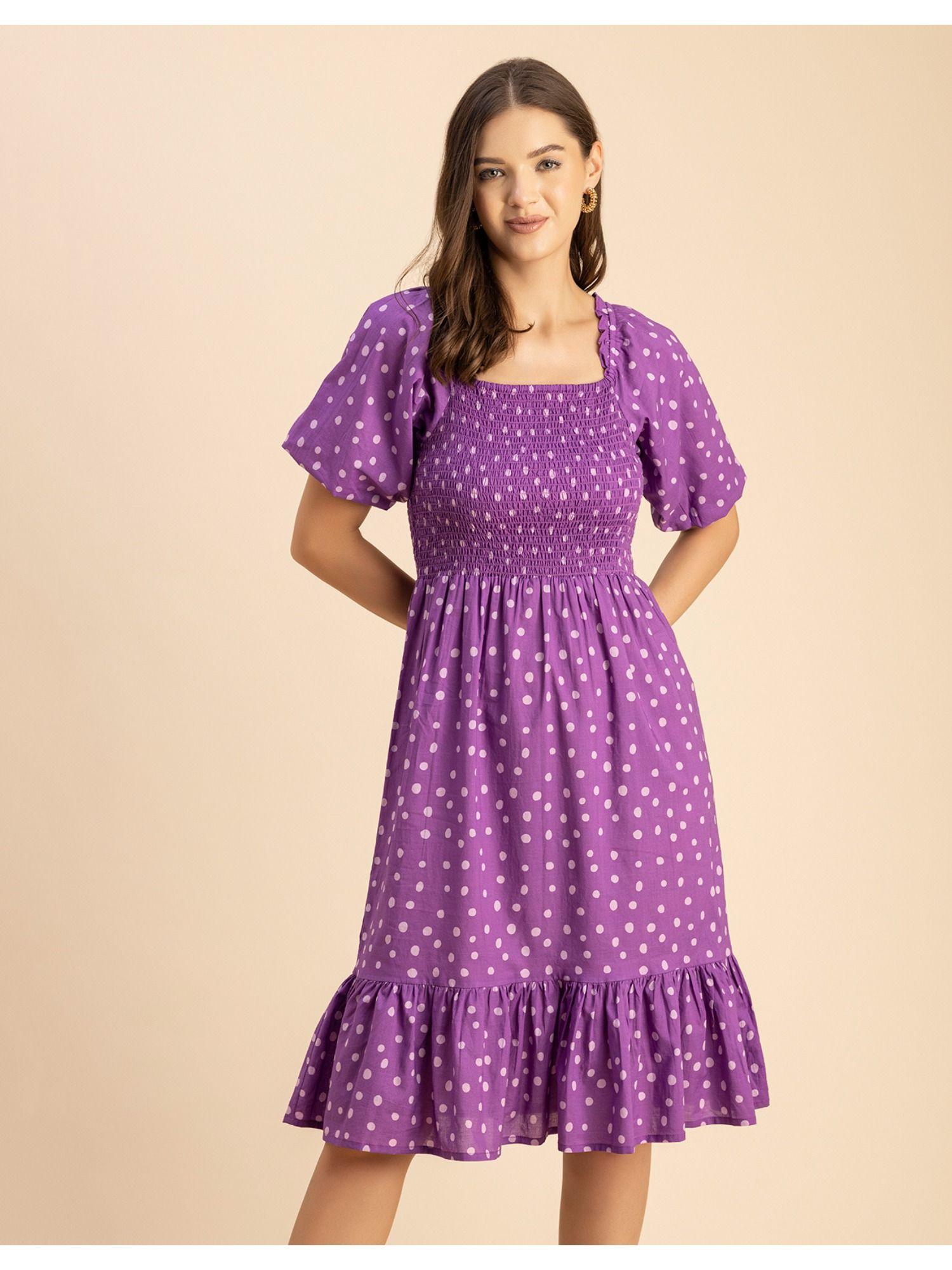 polka dots half sleeve knee length dress