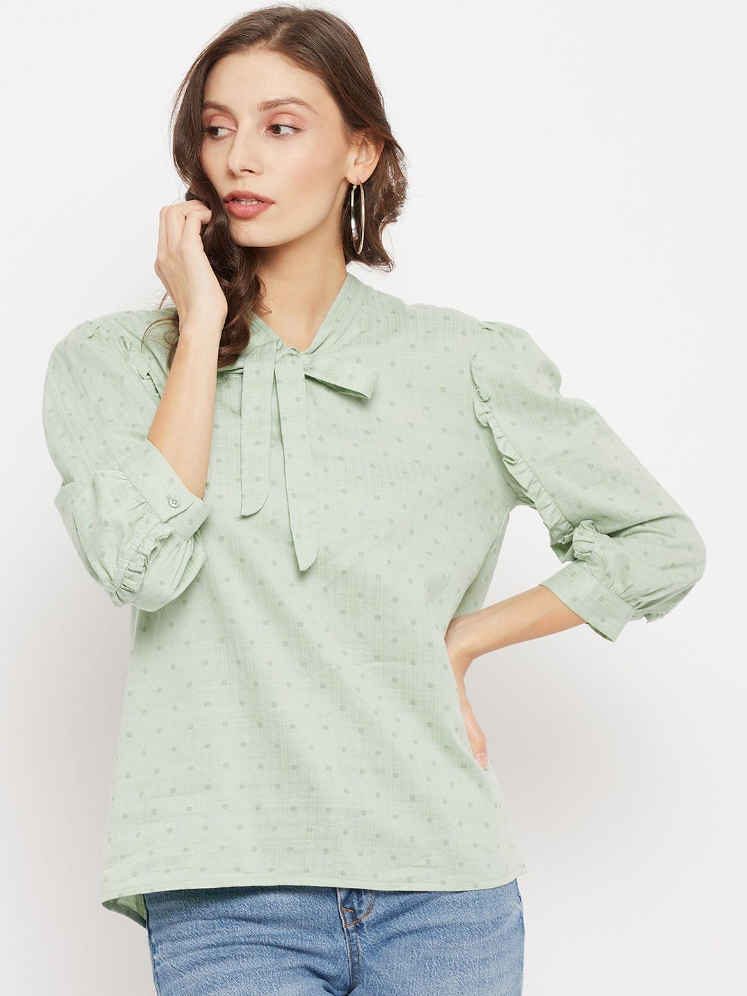 polka dots mint top