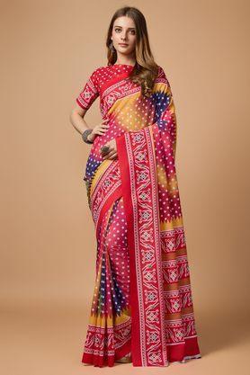 polka dots muslin festive wear women's saree - multi