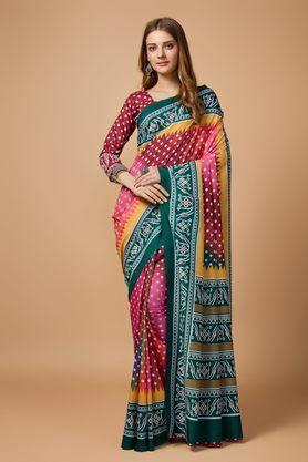 polka dots muslin festive wear women's saree - multi