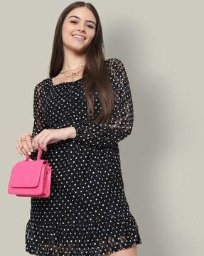 polka-dots print shift dress