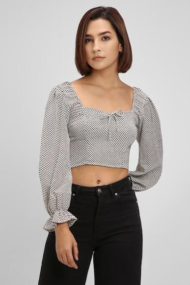 polka dots regular fit cropped crop tops