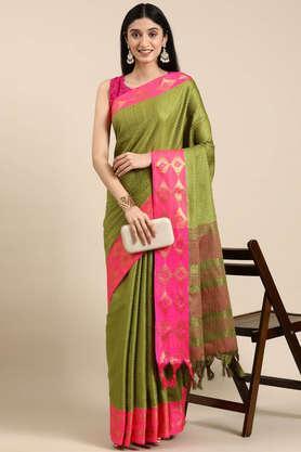 polka dots silk festive wear women's saree - green