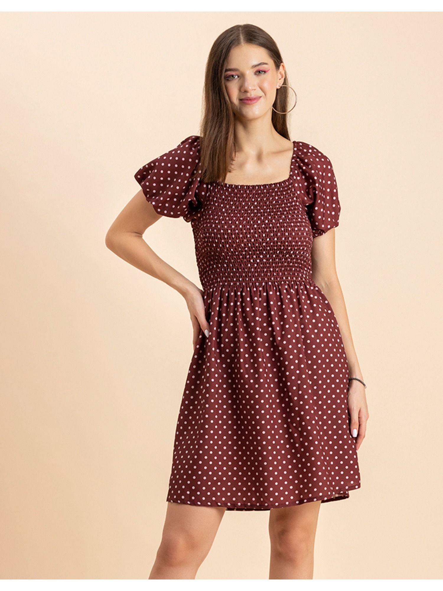 polka dots square neck mini dress