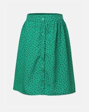 polka-dotted a-line skirt