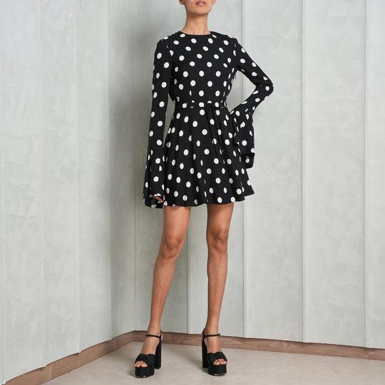 polka-dotted mini dress
