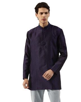 polka-dotted   full sleeves short kurta