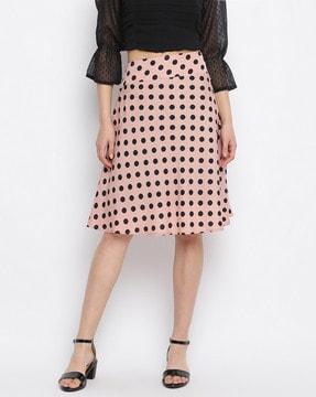 polka-dotted  flared skirt