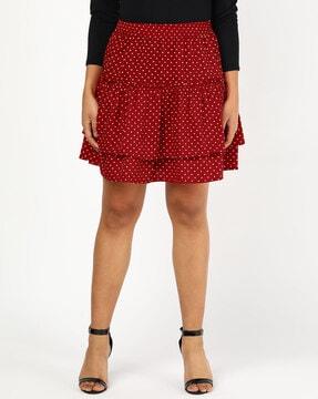 polka-dotted flared skirt