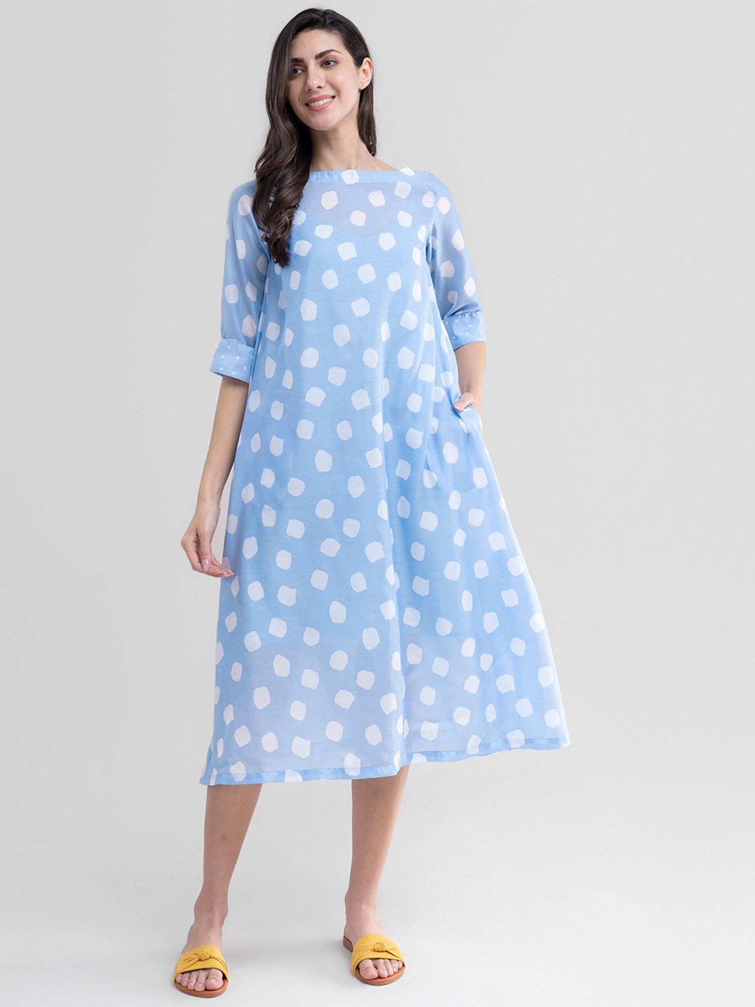 polka print play dress - blue