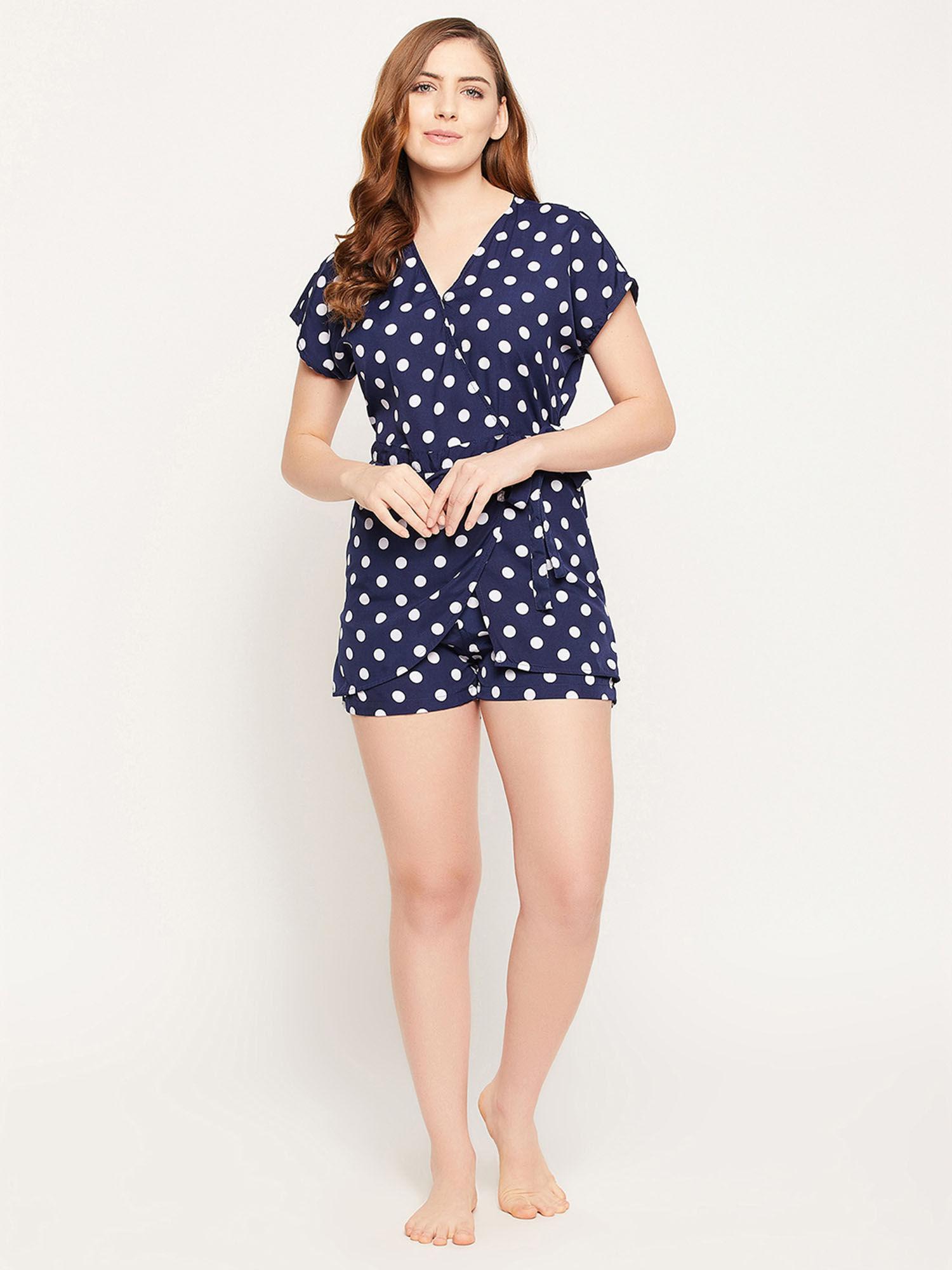 polka print resort playsuit -navy blue (pack of 2)