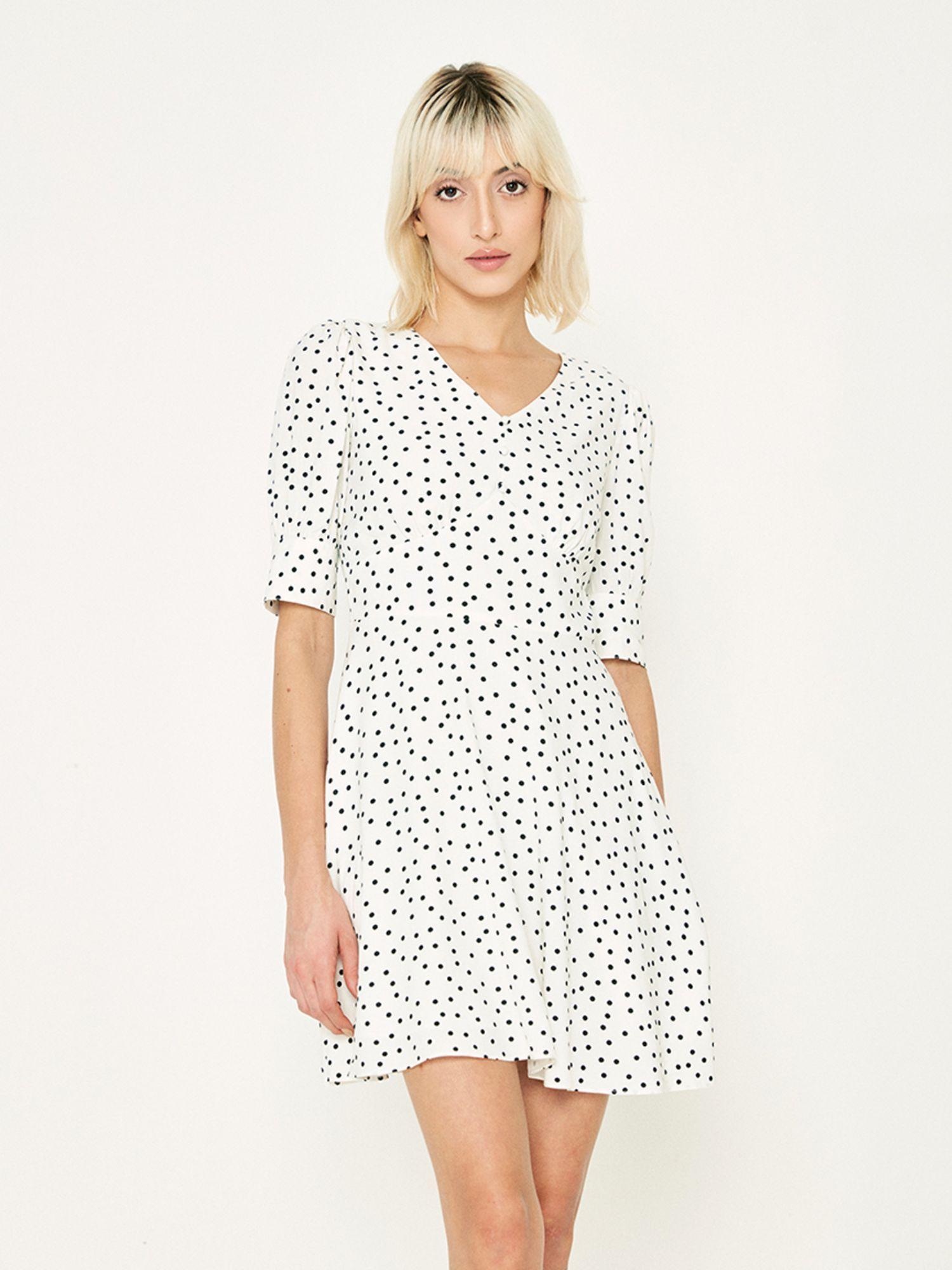 polka print skater mini dress