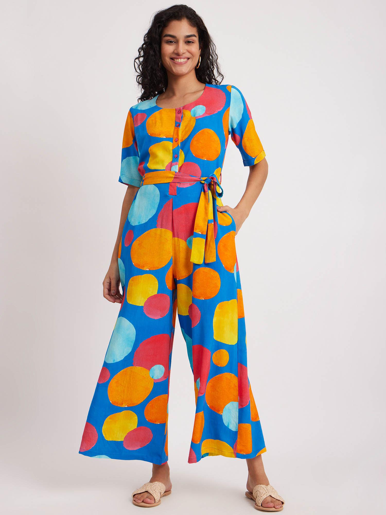 polka round neck jumpsuit multi-color (set of 2)