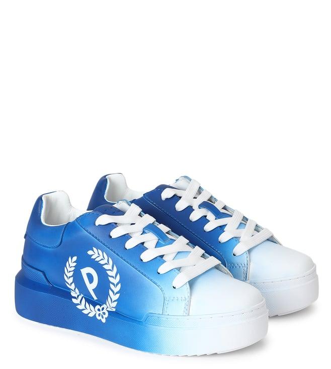 pollini women's logo blue sneakers