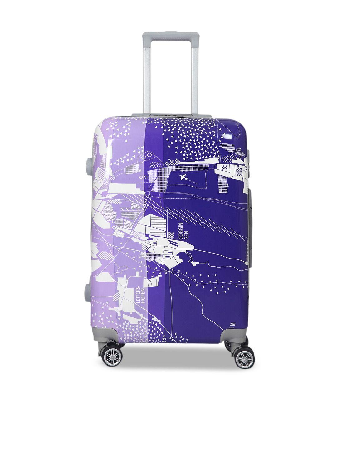 polo class blue & white printed hard-sided medium trolley suitcase