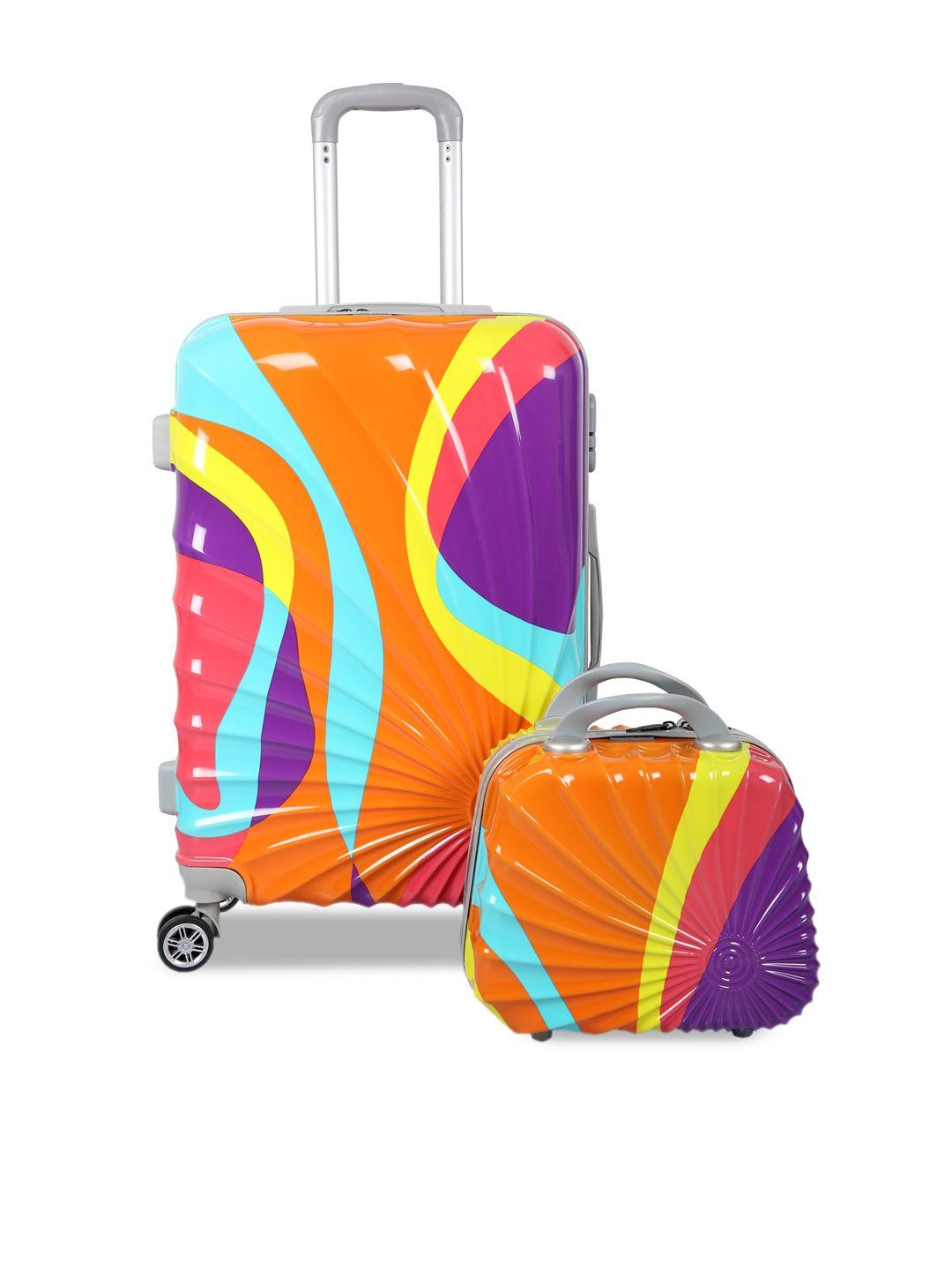 polo class multicolor trolley bag with vanity bag