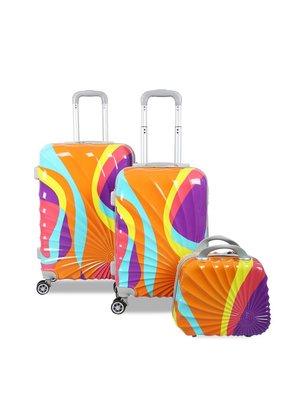 polo class multicoloured set of 2 hard case trolley bags with vanity bag