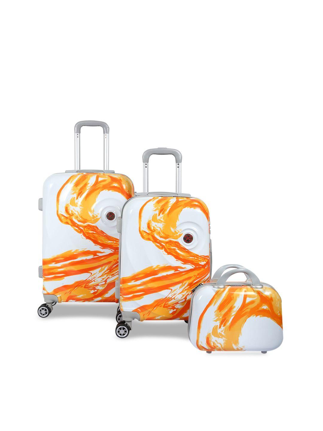 polo class orange 2 pc trolley bag set with 1pc vanity bag - orange