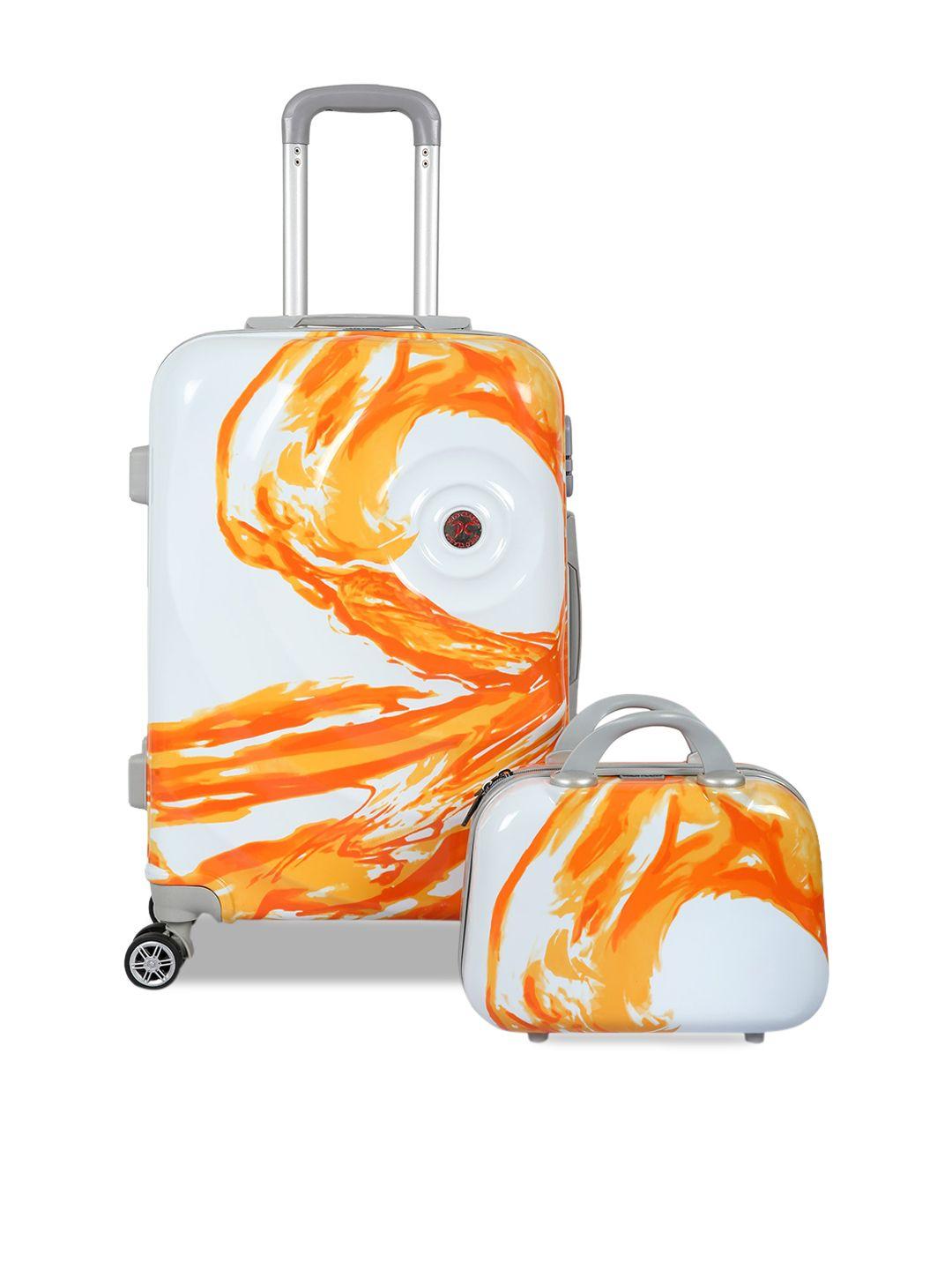 polo class orange 20 inch trolley bag with 1pc vanity bag