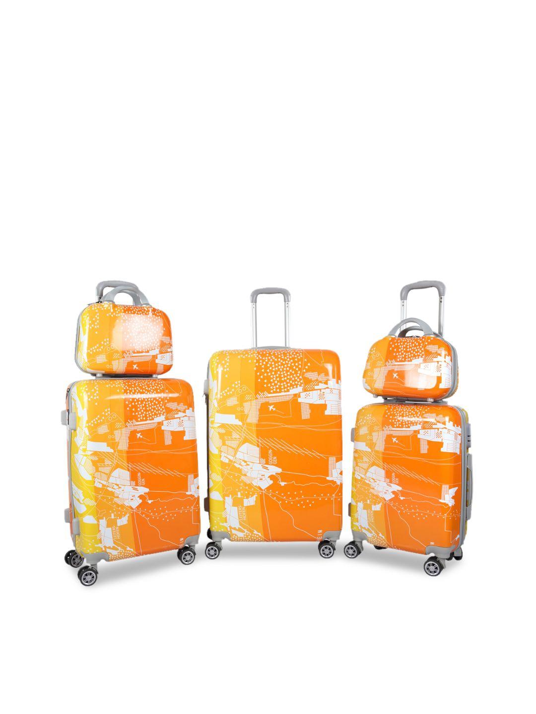 polo class orange 3pc set trolley bag luggage suitcases with 2pc vanity bag