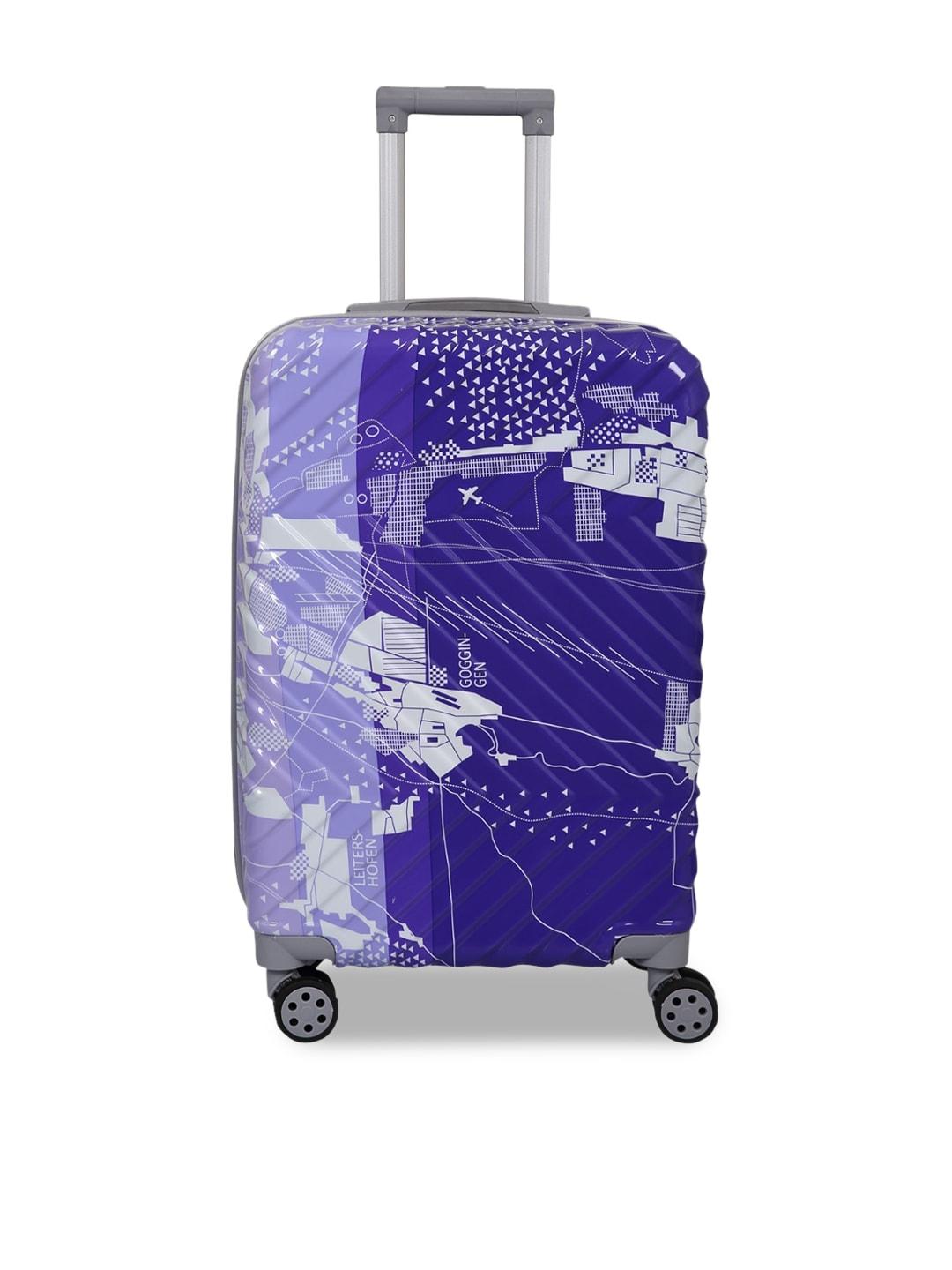 polo class purple printed trolley bag