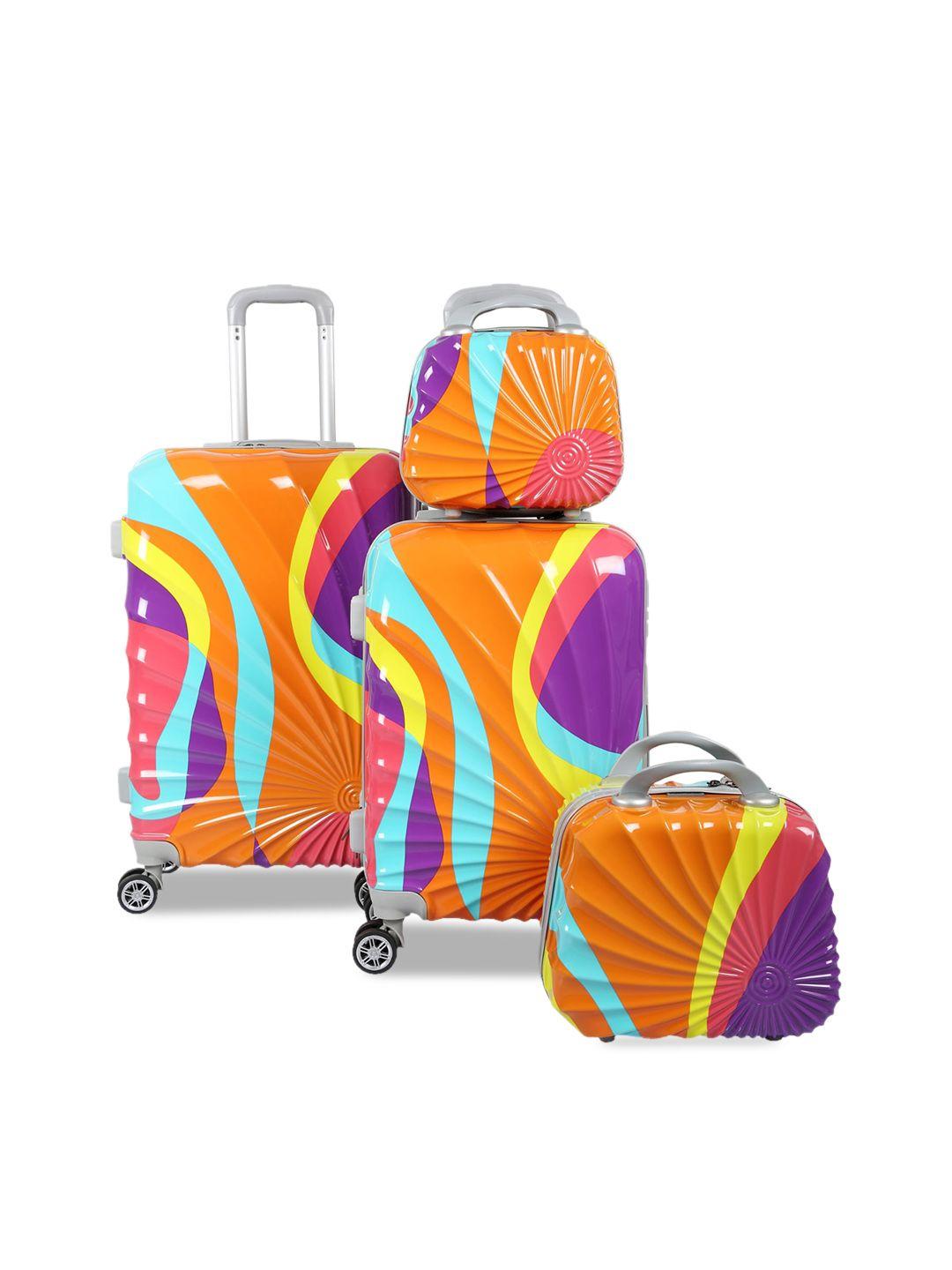 polo class set of 2 multicolour travel trolley bag with  2 vanity bag