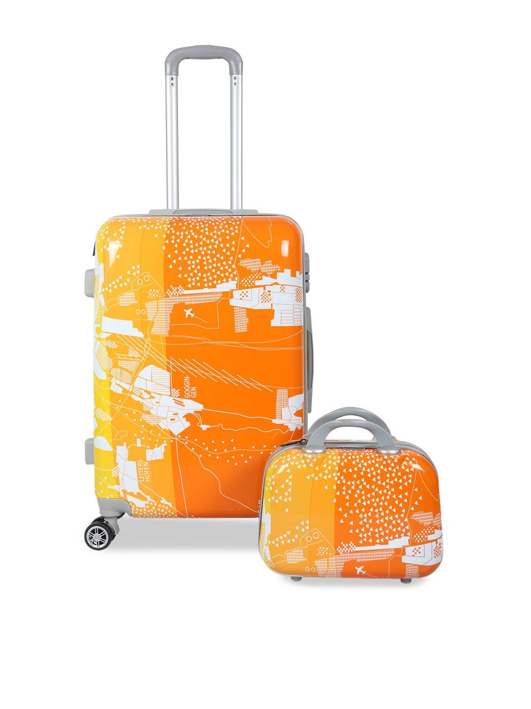 polo class unisex orange 20 inch luggage trolley bag with 1pc vanity bag
