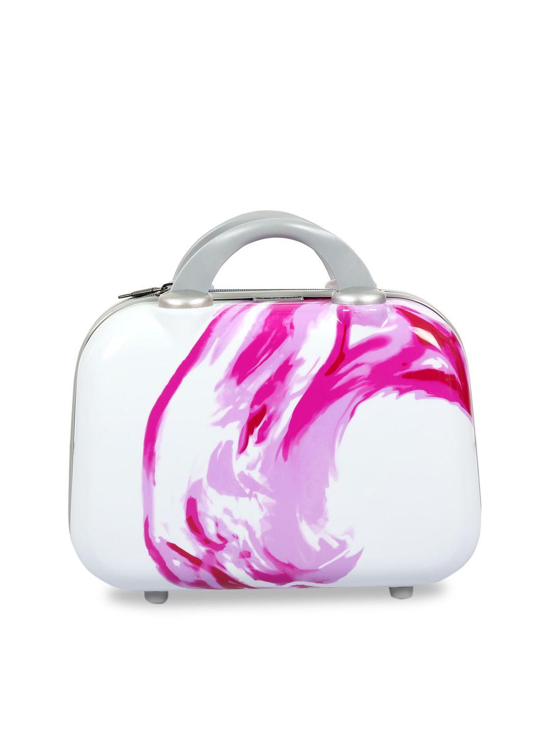 polo class unisex pink & white printed vanity cabin trolley bags