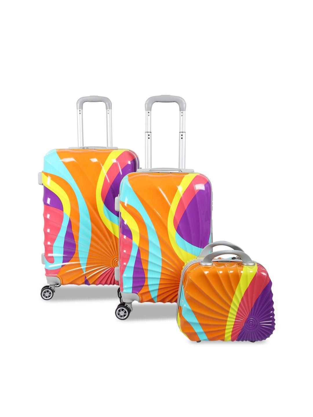 polo class unisex set of 3 multicoloured printed travel bags