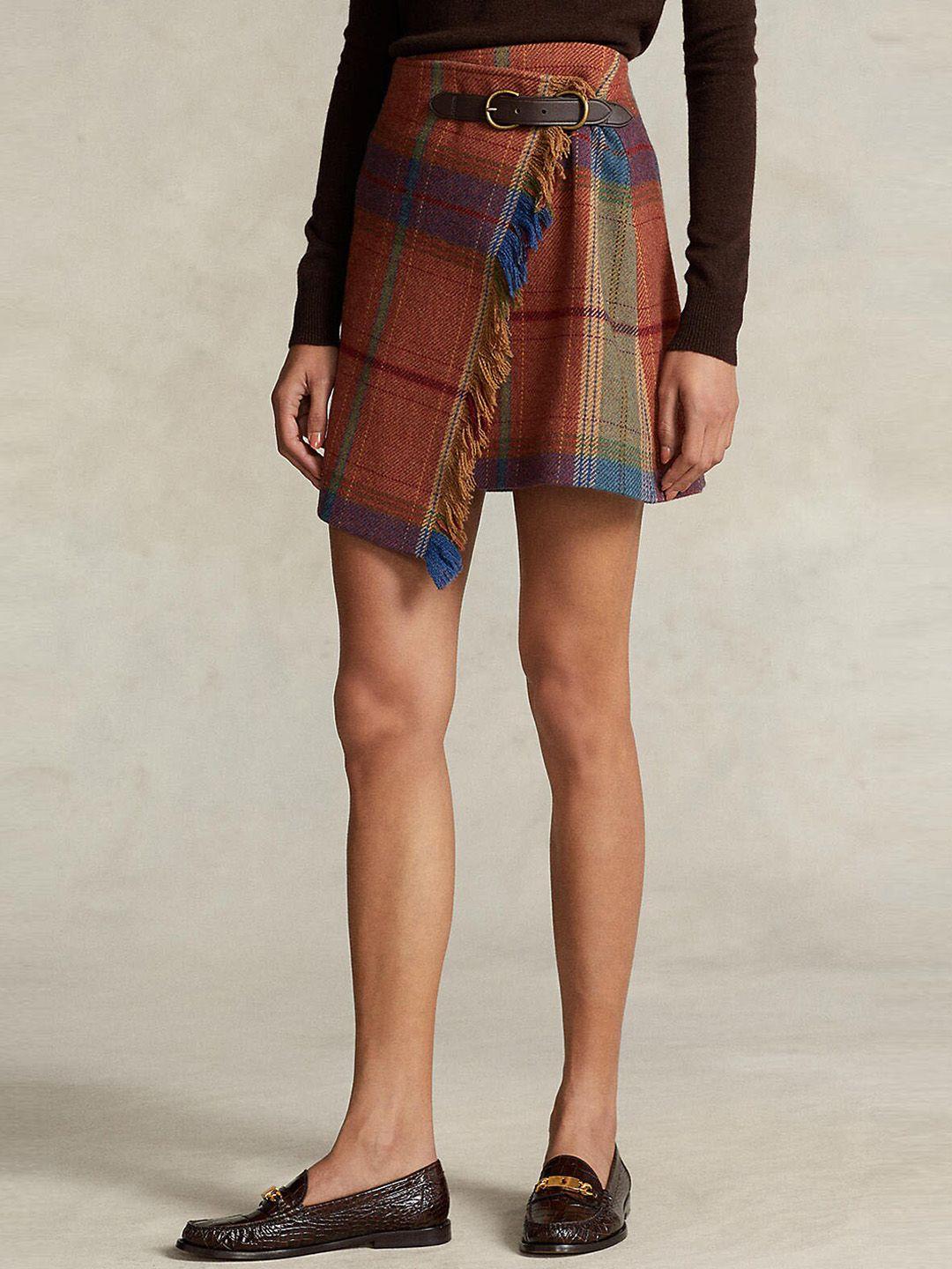 polo ralph lauren checked patterned mini wrap skirts